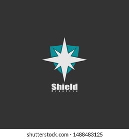 Shield logo with star concept logo vector design