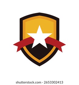 Shield Logo with Star Crest for Security Symbol