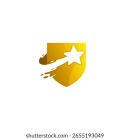 logotipo do escudo e estrelas no interior, modelo de design de segurança