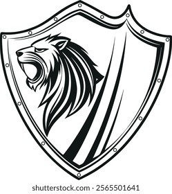 Shield logo style silhouette vector art illustration 