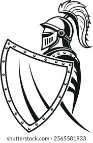 Shield logo style silhouette vector art illustration 