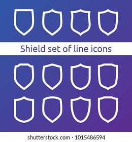 shield logo symbol icon set with outline line style. vector illustration template concept for security, VPN, protection, verified, warranty.