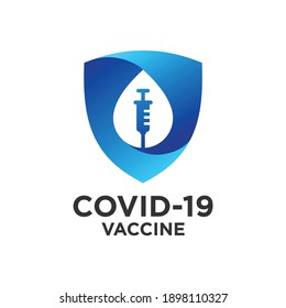 shield logo with syringe. vaccine protection icon