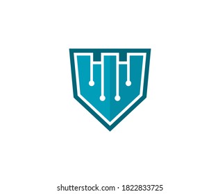 Shield logo tech secure vector icon 