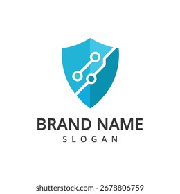 Logotipo del escudo con el símbolo de la Tecnología para el logotipo de la seguridad cibernética