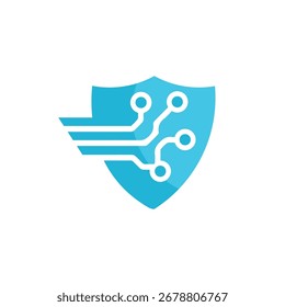 Schild-Logo mit Technologie-Symbol für Cyber-Sicherheit-Logo