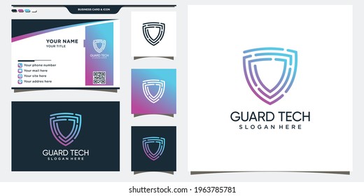 Shield logo template with creative modern concept. Logo and business card design Premium Vector