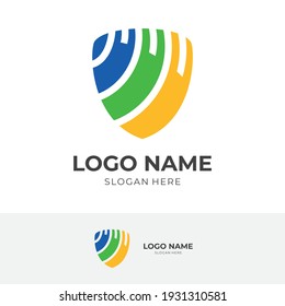 plantilla de logotipo de escudo con estilo de color plano