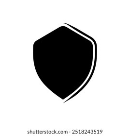 Shield logo template flat illustration, shielding icon in black and white color, security and protector symbol isolated on white background