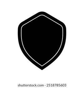 Shield logo template flat illustration, shielding icon in black and white color, security and protector symbol isolated on white background