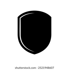 Shield logo template flat illustration, shielding icon in black and white color, security and protector symbol isolated on white background