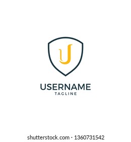 Shield logo Template initial U, illustration