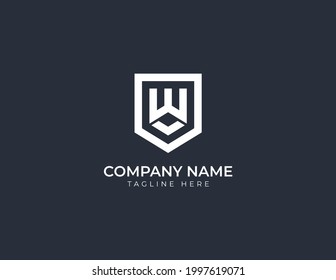 plantilla de logotipo de escudo con letra W
