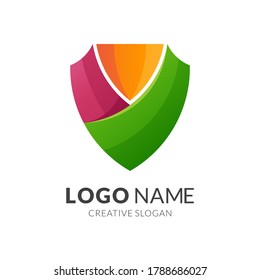 shield logo template, modern 3d logo style in gradient vibrant colors