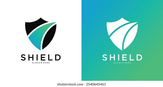 Shield logo template, modern creative concapt design. Premium Vector