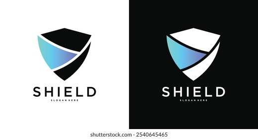 Shield logo template, modern creative concapt design. Premium Vector