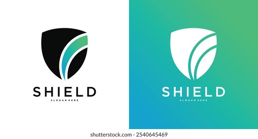 Plantilla del logotipo del escudo, diseño creativo moderno del concapt. Vector de Premium
