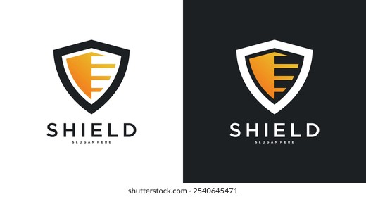 Plantilla del logotipo del escudo, diseño creativo moderno del concapt. Vector de Premium