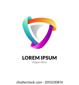 Shield logo template in multiple gradient colors