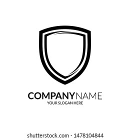 shield logo template ready for use, shielding icon in black and white color, security and protector symbol