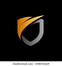 Shield logo template ready for use, shielding icon in black background, security and protect symbol