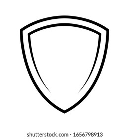 Shield logo template stock flat illustration, shielding icon in black and white color, security and protector symbol isolated on white