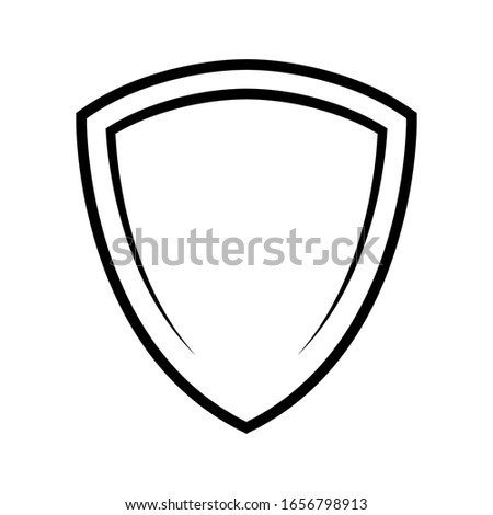 Shield logo template stock flat illustration, shielding icon in black and white color, security and protector symbol isolated on white