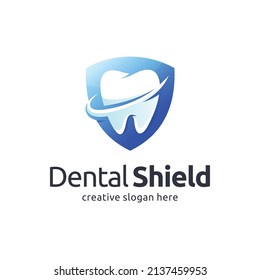 Shield logo template with tooth concept