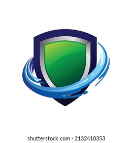 shield logo template with water concept