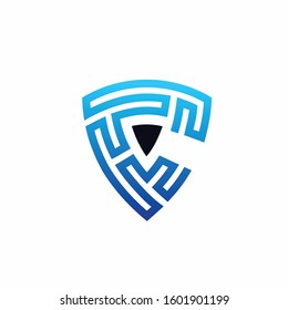 Shield logo that formed concept of fingerprint