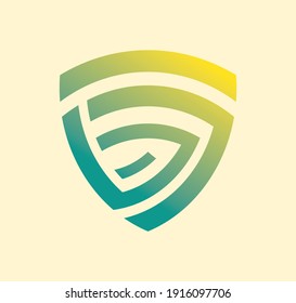 Shield logo that is simple, modern and minimalist. stunning gradation colors