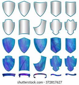 shield logo transparent label abstract set of vector illustrations