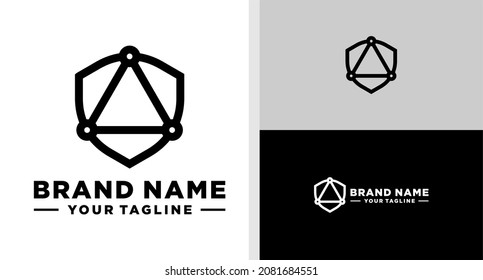 SHIELD LOGO TRIANGLE LINE CONNECTED DIGITAL EDITABLE