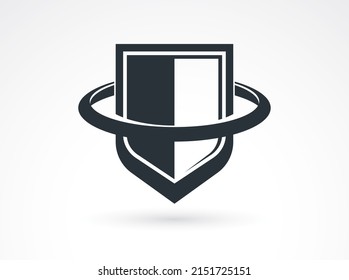 Shield logo vector, ammo protection symbol, antivirus or sport theme, insurance or guarantee.