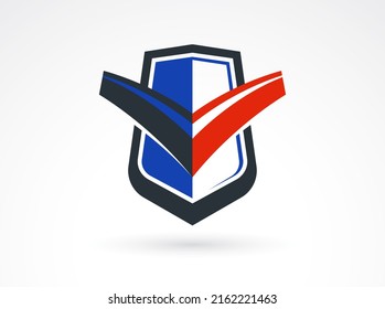 Shield logo vector, ammo protection symbol, antivirus or sport theme, insurance or guarantee.