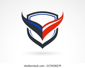 Shield logo vector, ammo protection symbol, antivirus or sport theme, insurance or guarantee.