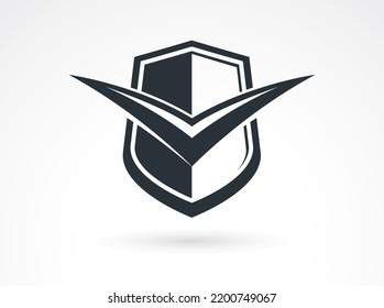 Shield logo vector, ammo protection symbol, antivirus or sport theme, insurance or guarantee.