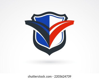 Shield logo vector, ammo protection symbol, antivirus or sport theme, insurance or guarantee.