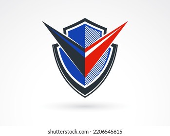 Shield logo vector, ammo protection symbol, antivirus or sport theme, insurance or guarantee.