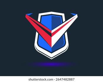 Shield logo vector, ammo protection symbol, antivirus or sport theme, insurance or guarantee.