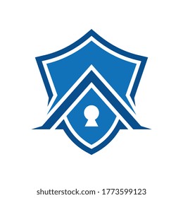 Shield logo vector, security logo, Lock shield icon, Logo home shield with lock,  home security for logo, symbol, website, template business, mobile