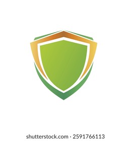 shield logo vector template, green and gold shield