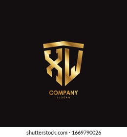 logotipo de escudo XW oro gráfico