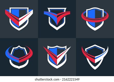 Shield logos vector set, different ammo protection symbols collection, antivirus or sport theme, insurance or guarantee.