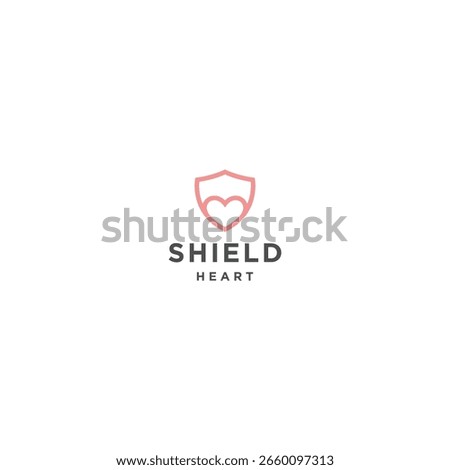 Shield love logo icon design template flat vector
