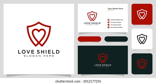 shield and love logo template line style