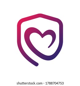 shield with love vector, shield love logo