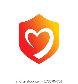protector con vector de amor, logotipo de amor de escudo