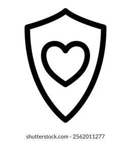 Shield love wellness icon with simple and line style