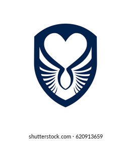 Shield with love and wings